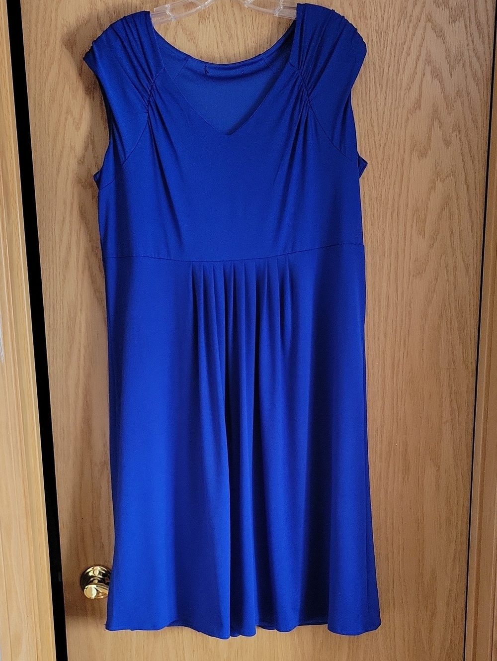 Women's Royal Blue Cap-Sleeve V-Neck Dress